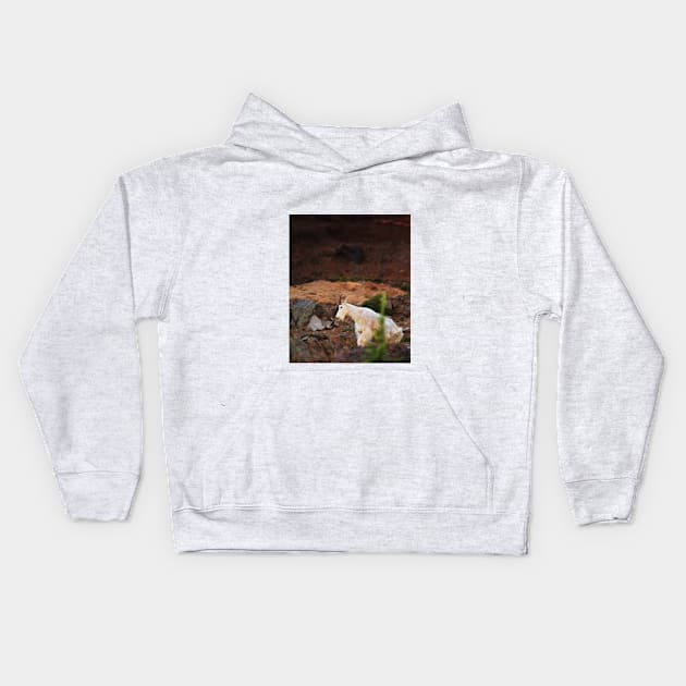 Majestic Mountain Goat Kids Hoodie by Oregon Art Shop